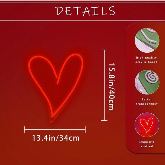 Neon Sign Red Dimmable Neon Lights Wall Decor Aesthetic Signs Bedroom Room - Picture 2 of 6